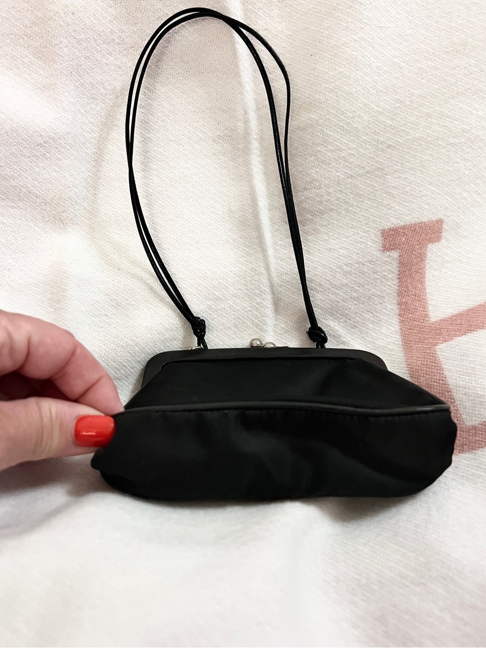 PRADA⭐️Authentic! Black Nylon Mini Frame click-lock mini tote Prada Bag - Picture 7 of 12